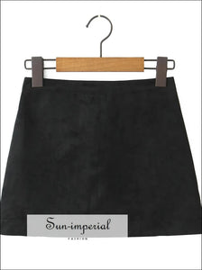 Women’s High Waist Suede Faux Leather Mini Skirt Sun-Imperial United States