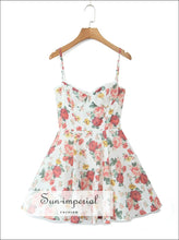 Women’s White Floral Cotton Corset Style A-line Mini Dress A-Line Sun-Imperial United States