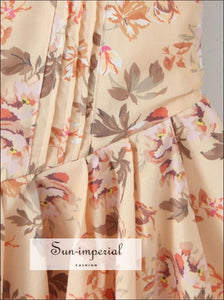 Women’s Floral v Collar Corset Style Mini Dress with Short Puff Sleeve Detail V With Sun-Imperial United States
