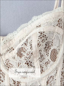 Women’s White Lace Corset Style A- Line Mini Dress Sun-Imperial United States