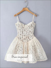 Women’s White Lace Corset Style A- Line Mini Dress Sun-Imperial United States