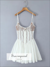 Women’s White Lace Corset Style Mini Dress with Metal Hook Detail With Sun-Imperial United States