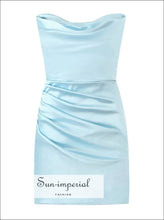 Women’s Teal Satin Ruched Bodice Tube Mini Dress Sun-Imperial United States