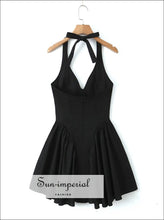 Women’s Black Halter v Collar A-line Mini Dress V A-Line Sun-Imperial United States