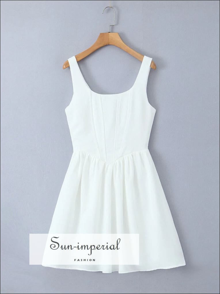 Women’s White Corset Style Sleeveless A-line Skater Mini Dress style A-Line Sun-Imperial United States