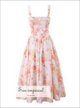 Women’s Pink Floral A-line Sweetheart Midi Dress A-Line Sun-Imperial United States