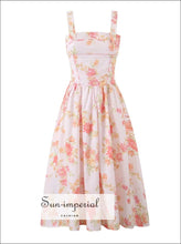 Women’s Pink Floral A-line Sweetheart Midi Dress A-Line Sun-Imperial United States