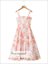 Women’s Pink Floral A-line Sweetheart Midi Dress A-Line Sun-Imperial United States