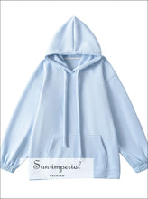 Women’s Fleece Drawstring Hooded Sweatshirt Long Sleeve Over Sized Pullover sized Sun-Imperial United States