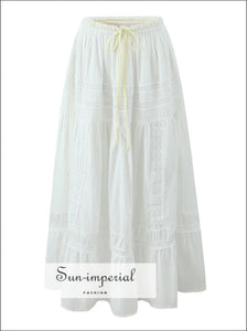 Women’s White Ankle Length Long Skirt Sun-Imperial United States