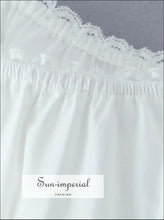 Women’s White Embroidery Elastic Waist Ankle Length Skirt with Ruffles Detail Sun-Imperial United States