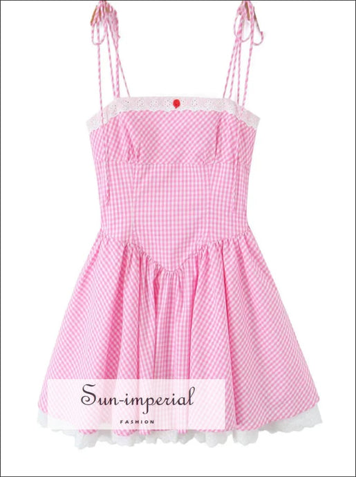 Women’s Pink Plaid A-line Mini Dress A-Line Sun-Imperial United States