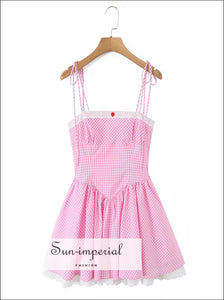 Sun-imperial - women's Pink plaid a-line mini dress Pink / L Sun-imperial - women's Pink plaid a-line mini dress Pink / L