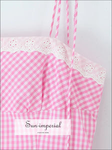Women’s Pink Plaid A-line Mini Dress A-Line Sun-Imperial United States