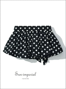 Women’s Black Polka Dot Halter Tank Top and Ruched Mini Skirt Two Piece Set And Sun-Imperial United States