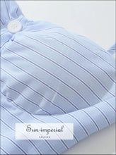 Blue Striped Halter Corset Mini Dress – Backless Bow Swing Summer backless summer dress, blue striped corset dress women, halter mini low