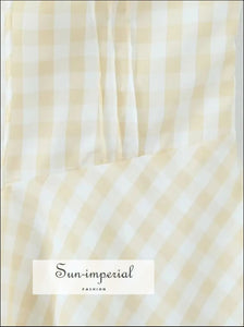 Women’s Plaid N-line Deep v Nack Mini Backless Dress Sun-Imperial United States