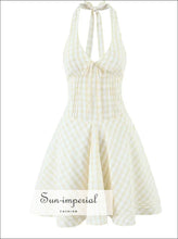 Women’s Plaid N-line Deep v Nack Mini Backless Dress Sun-Imperial United States