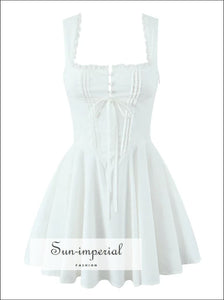 Women’s A-line Mini Dress with Buttons and Lace Detail A-Line With And Sun-Imperial United States