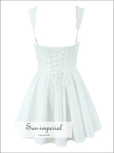 Women’s A-line Mini Dress with Buttons and Lace Detail A-Line With And Sun-Imperial United States