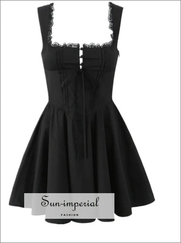 Women’s A-line Mini Dress with Buttons and Lace Detail A-Line With And Sun-Imperial United States