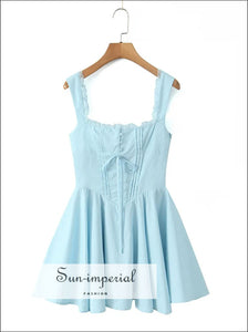 Women’s A-line Mini Dress with Buttons and Lace Detail A-Line With And Sun-Imperial United States