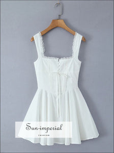 Women’s A-line Mini Dress with Buttons and Lace Detail A-Line With And Sun-Imperial United States