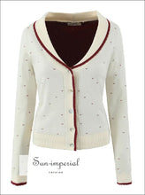 Women’s Long Sleeve Creamy-white Buttoned Through Knitted Cardigan Sweater Sun-Imperial United States