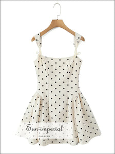 Sun-imperial - women's white polka dot a-line mini dress with bow strap detail Sun-Imperial Sun-imperial - women's white polka dot a-line mini dress with bow strap detail Sun-Imperial