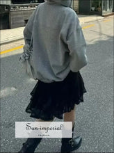 Apricot Lace Ruffle Chiffon Skirt with Elastic Waist apricot skirt, asymmetrical black chiffon casual summer skirt women Sun-Imperial