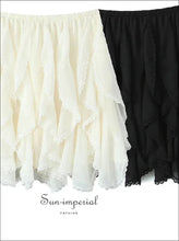 Women’s Knee Length Ruffles Lace Asymmetrical Chiffon Skirt Sun-Imperial United States