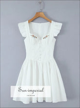 Floral Puff Sleeve Lace Mini Dress casual floral dress, cotton blend everyday feminine style mini dress Sun-Imperial United States