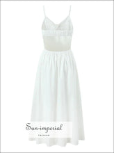 Women’s White Deep v Bustier A-line Midi Dress V A-Line Sun-Imperial United States