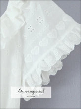 Women’s White Embroidery o Neck Puff Sleeve Short Dress Backless Mini Sun-Imperial United States