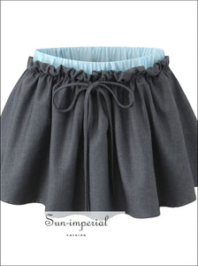 Women’s Block Color Elastic High Waist Pleated Mini Skirt color Sun-Imperial United States