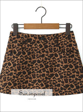 Women’s High Waist Leopard A-line Mini Skirt with Short Lining Sun-Imperial United States