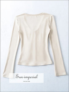 Women’s Long Sleeve Tee with Back Cross Lace Up Detail Sun-Imperial United States