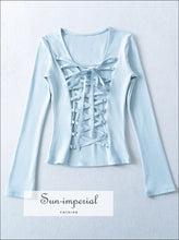 Women’s Long Sleeve Tee with Back Cross Lace Up Detail Sun-Imperial United States