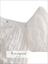White Embroidery Two Piece Skirt Set With Drawstring Crop Top And High Waist Ruffles Mini Sun-Imperial United States