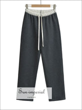 Women’s Color Block Drawstring Waist Straight Sweats Pants Sun-Imperial United States