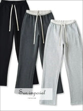 Women’s Color Block Drawstring Waist Straight Sweats Pants Sun-Imperial United States