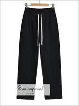 Women’s Color Block Drawstring Waist Straight Sweats Pants Sun-Imperial United States