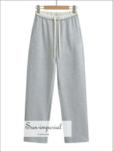 Women’s Color Block Drawstring Waist Straight Sweats Pants Sun-Imperial United States