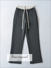 Women’s Color Block Drawstring Waist Straight Sweats Pants Sun-Imperial United States