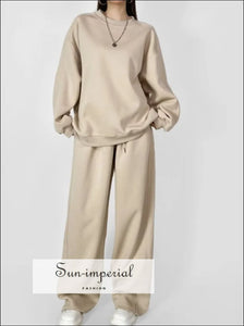 Women’s Oversized Pullover Sweatshirt and Pants Set And Sun-Imperial United States