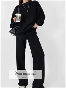 Women’s Oversized Pullover Sweatshirt and Pants Set And Sun-Imperial United States