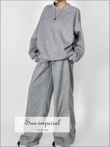 Women’s Oversized Pullover Sweatshirt and Pants Set And Sun-Imperial United States