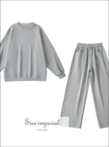 Women’s Oversized Pullover Sweatshirt and Pants Set And Sun-Imperial United States