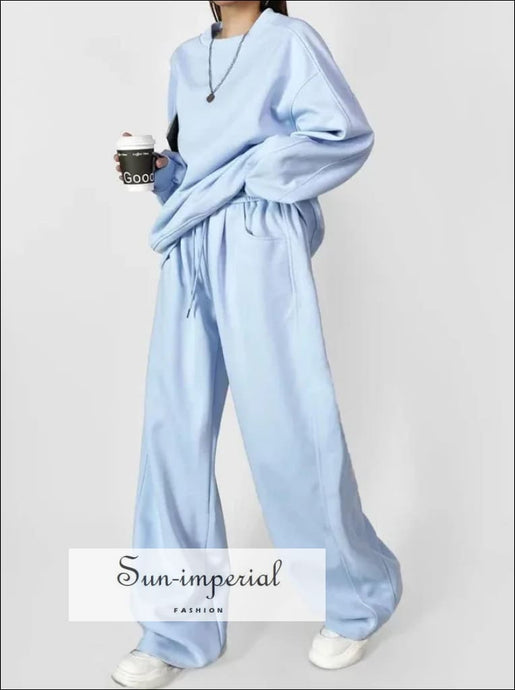 Women’s Oversized Pullover Sweatshirt and Pants Set And Sun-Imperial United States