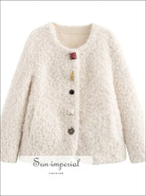 Women’s Winter o Neck Shaggy Lamb Sheep Faux Fur Coat O neck Sun-Imperial United States